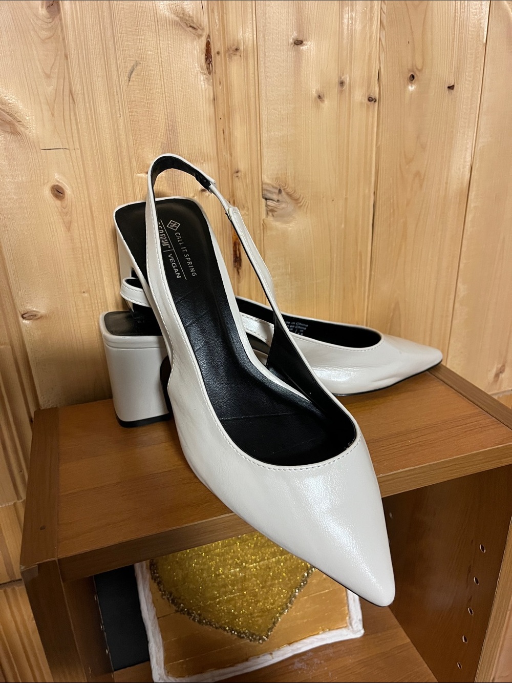 Call It Spring White Slingback Pointed Toe Block Heels - Picture 2 of 2
